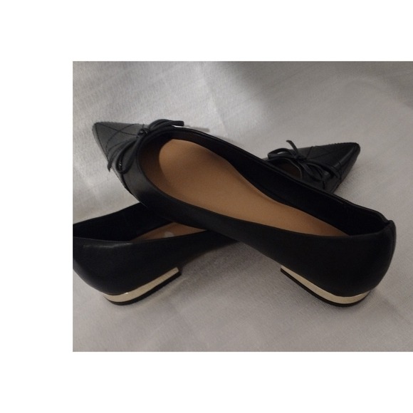 Aldo Shoes Women's 8 Black Ballet Flats Pointed Toe Bow Patent Leather - Picture 2 of 5
